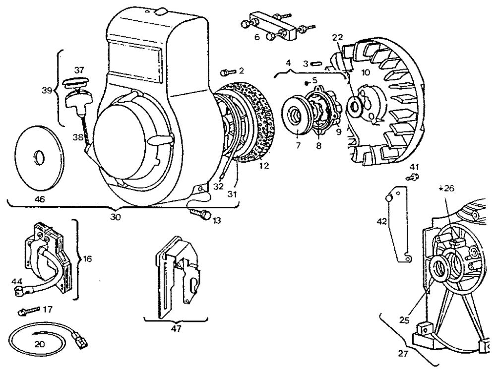 Detail A - Engine, Right Side Diagram and Parts List for 80202-2369-01  Briggs and Stratton Engine